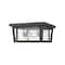 Z-Lite Seoul 3 Light Outdoor Flush Ceiling Mount Fixture, Black & Clear 571F-BK - alternate 1
